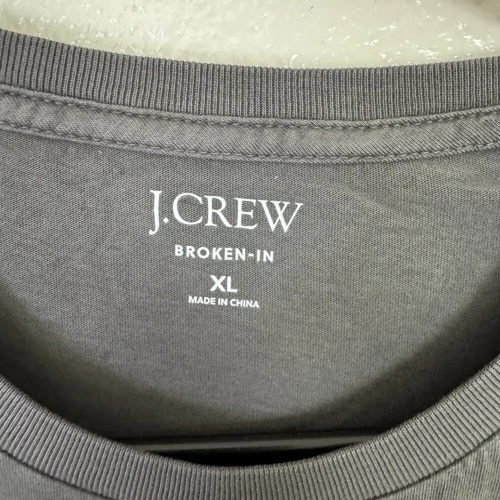 J.Crew Broken In Shirt SZ XL Gray Short Sleeve Crewneck Pullover Stretch Cotton